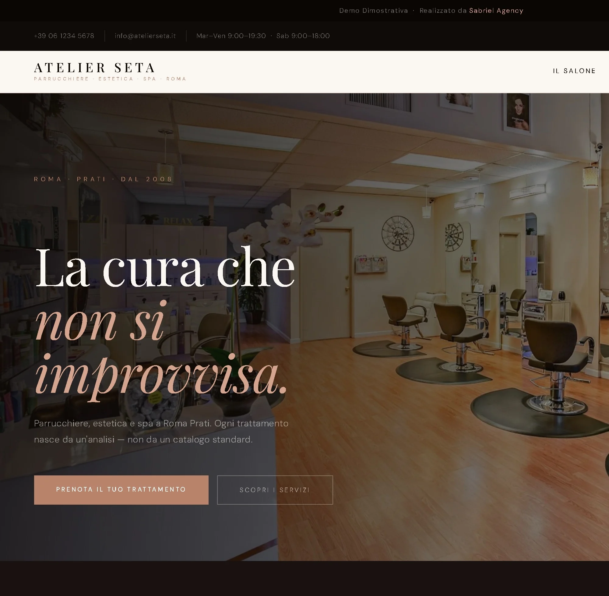 Atelier Seta - Salone Spa Roma sito web professionale