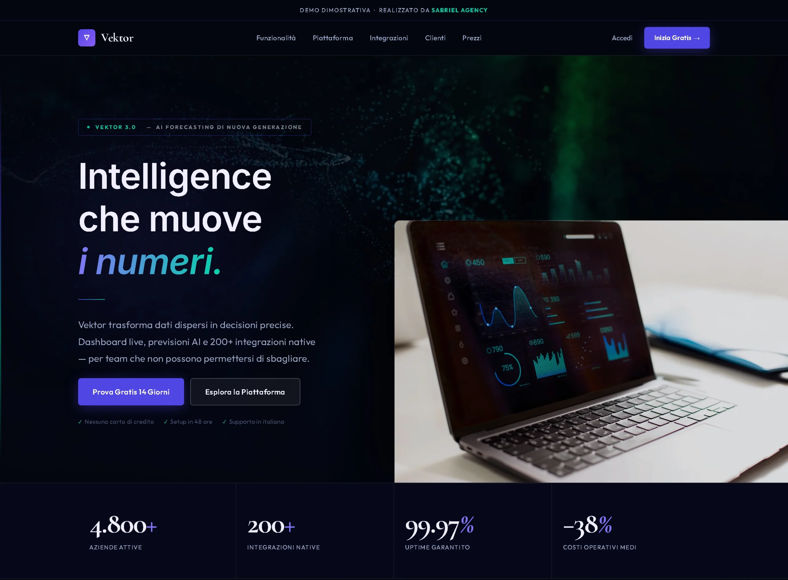 Vektor SaaS - portfolio siti web professionali tech B2B Sabriel Agency