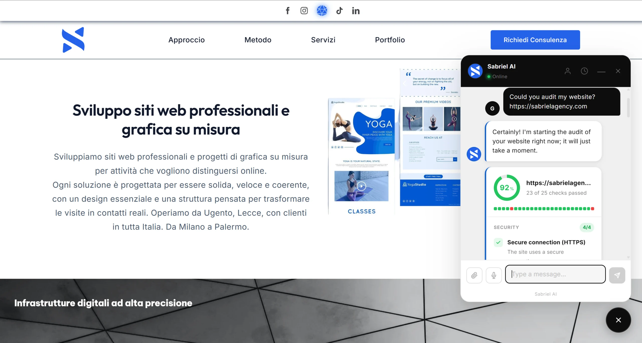 Controllo gratuito del sito con problemi elencati in chat