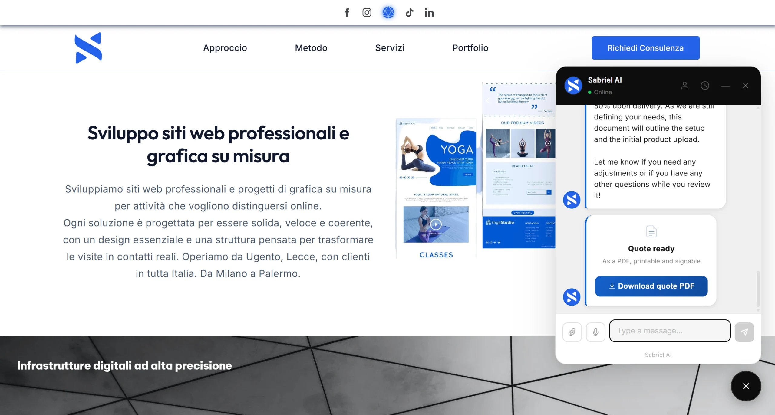 Preventivo PDF generato automaticamente dal chatbot AI WordPress durante la conversazione