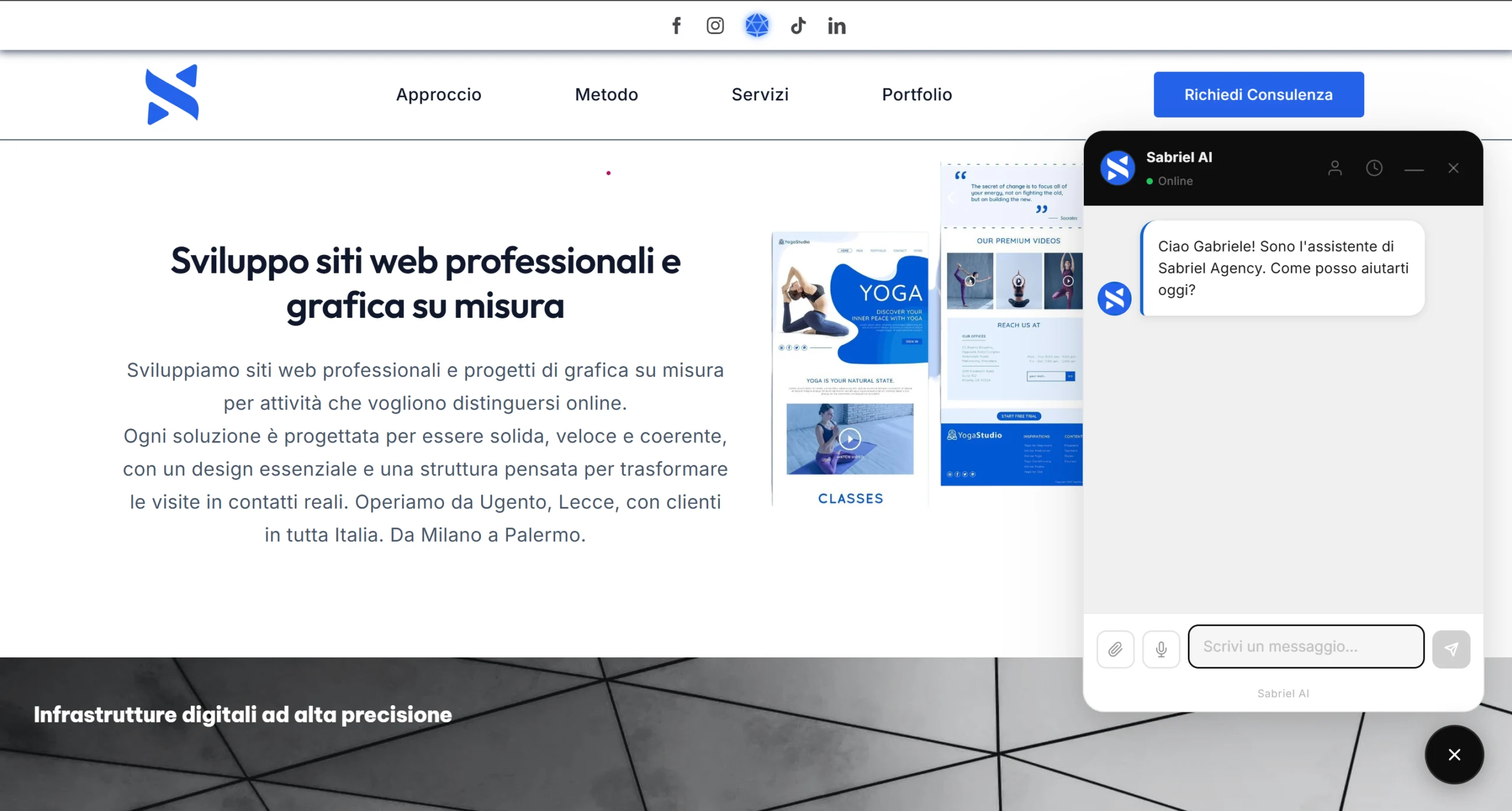 Screenshot Widget live assistente AI WordPress - Sabriel Agency